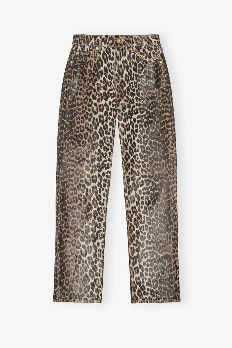 Leopard Foil Carri Jeans, Organic Cotton, in colour Leopard - 1 - GANNI