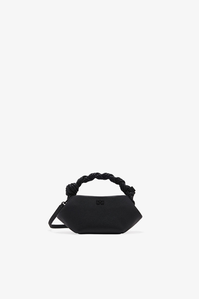 Mini Bou Bag in Grained Black, Recycled Polyester, in colour Black - 1 - GANNI