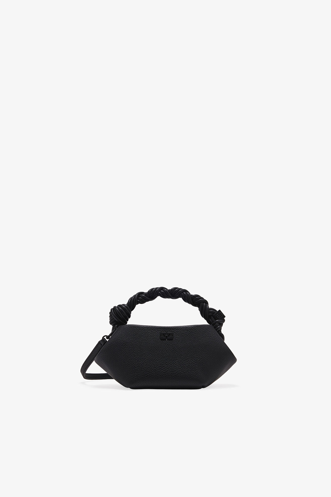 Mini Bou Bag in Grained Black, Recycled Polyester, in colour Black - 1 - GANNI
