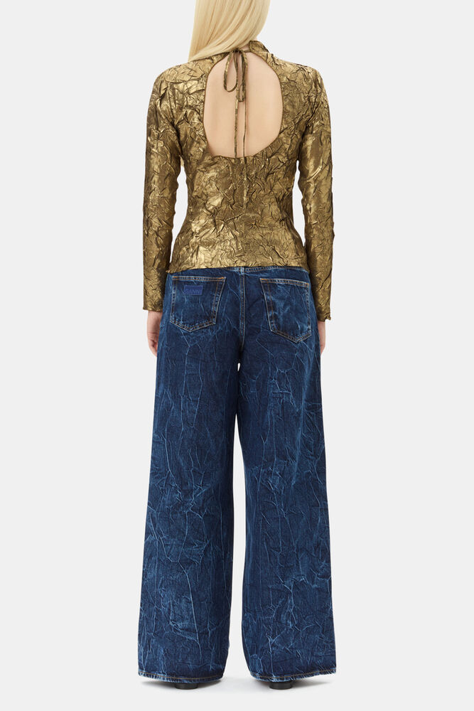 Gold Long-sleeve Blouse, Gold