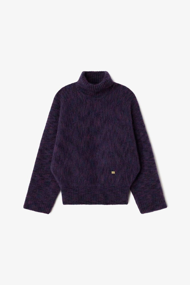 Rollkragenpullover aus gebürstetem Mohair, Bright Violet