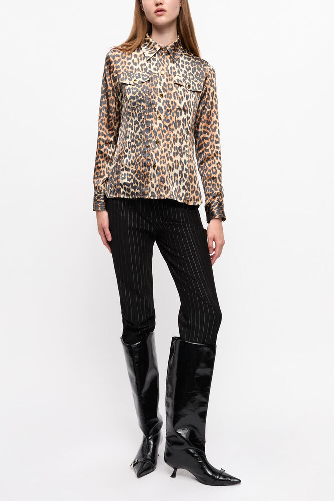 Leopard Print Satin Shirt, Leopard