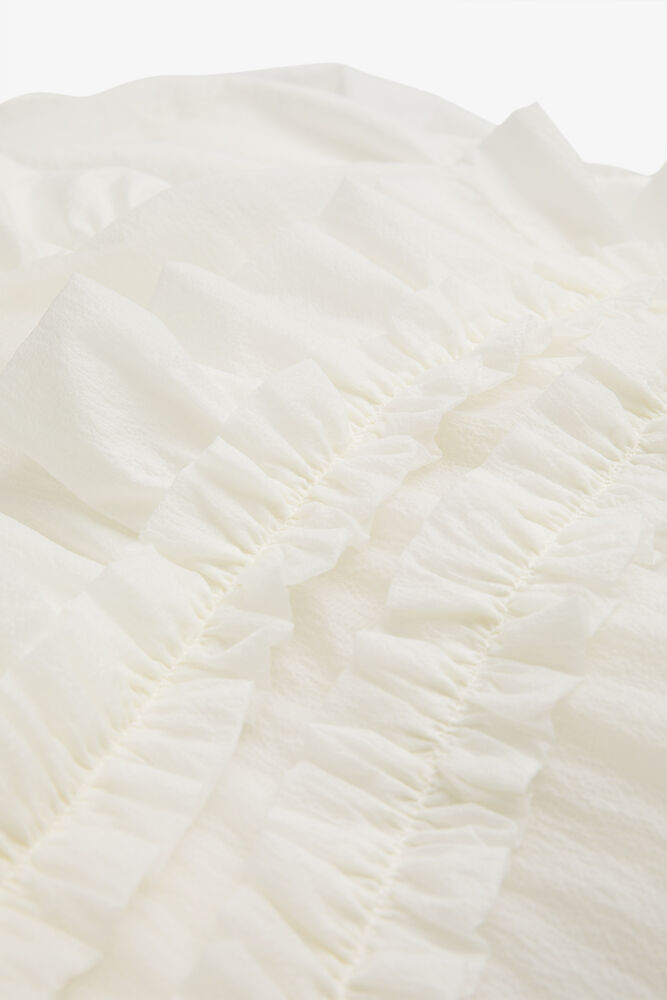 Ruffle-Trim Textured Midi Dress, Coconut Ivory