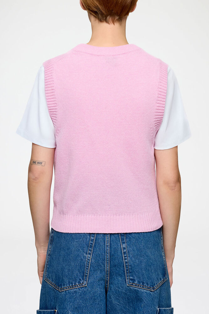 Pullunder in Wolle mit grafischem Muster, Chalk Pink