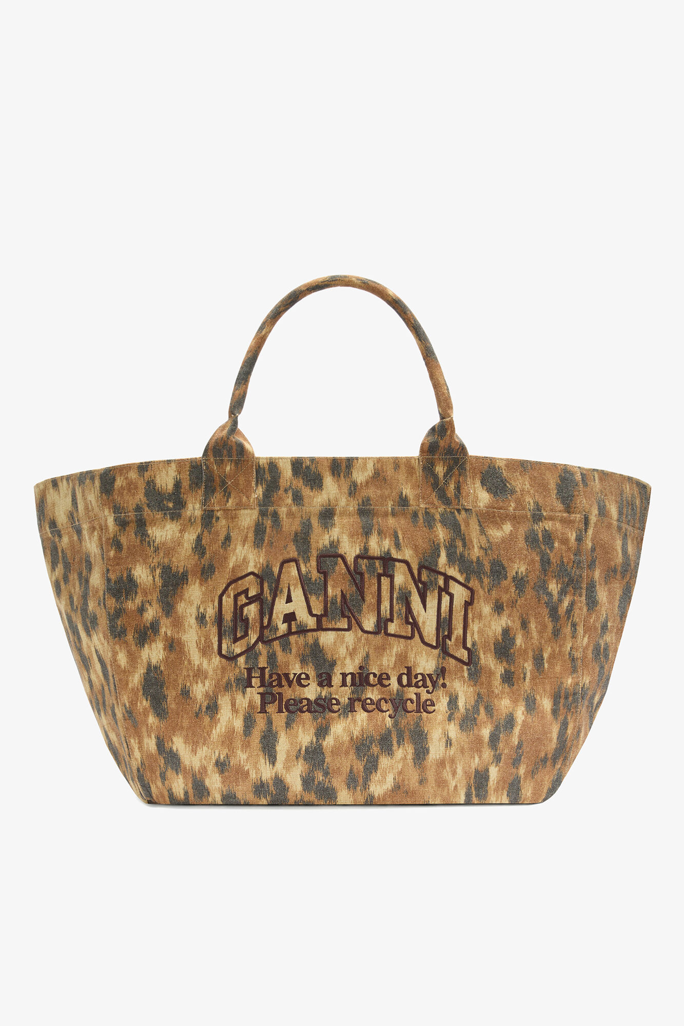 Tote XXL in Ikat Animal, Recycled Cotton, in colour Burro - 1 - GANNI