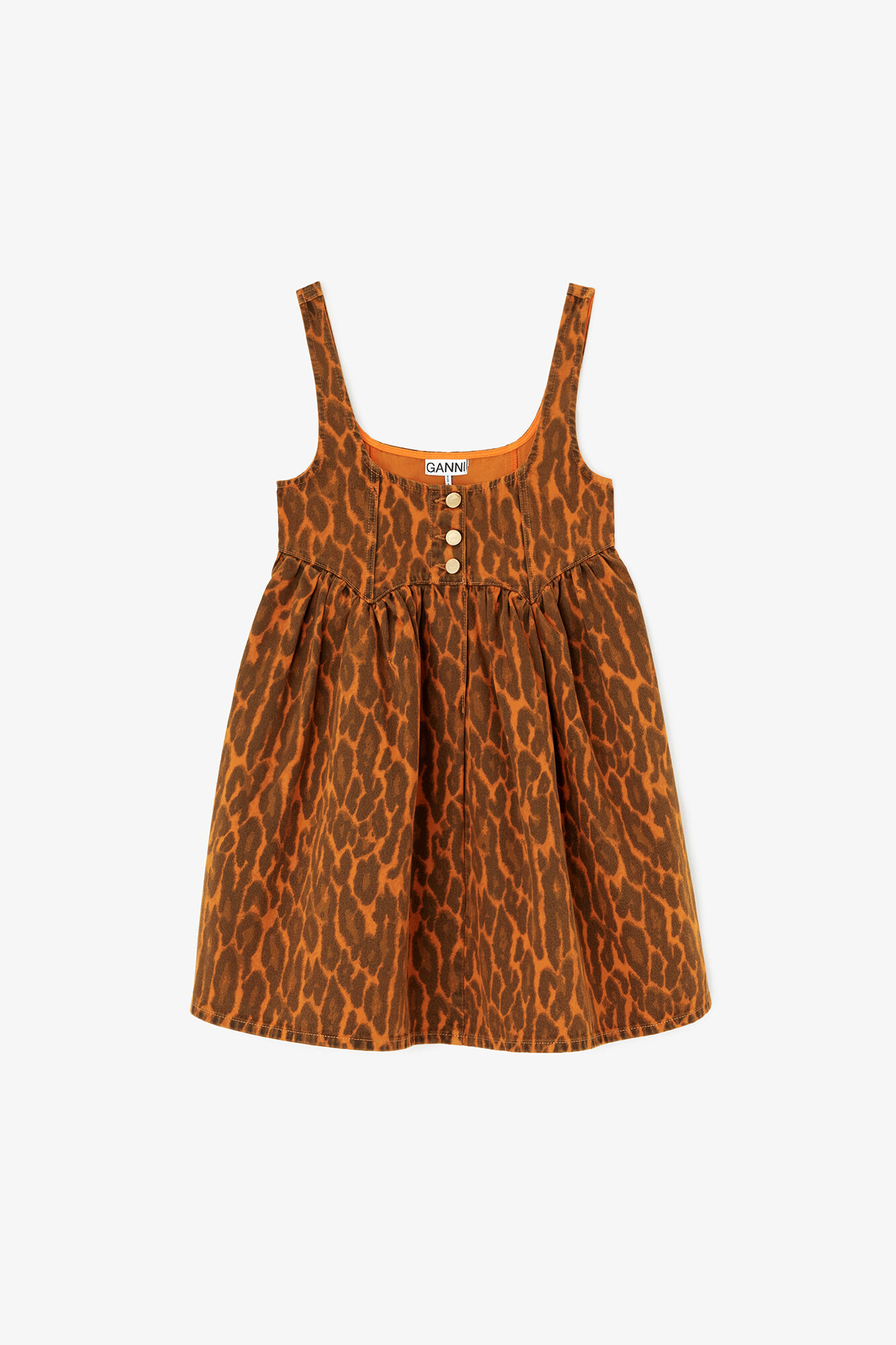 Robe en denim léopard, Organic Cotton, in colour Autumn Maple - 1 - GANNI