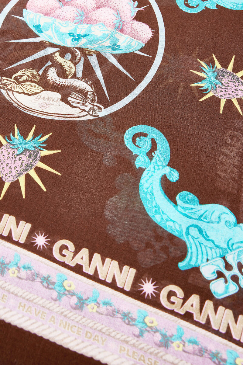 Pareu Scarf in Printed Cotton, Organic Cotton, in colour Multicolour - 2 - GANNI
