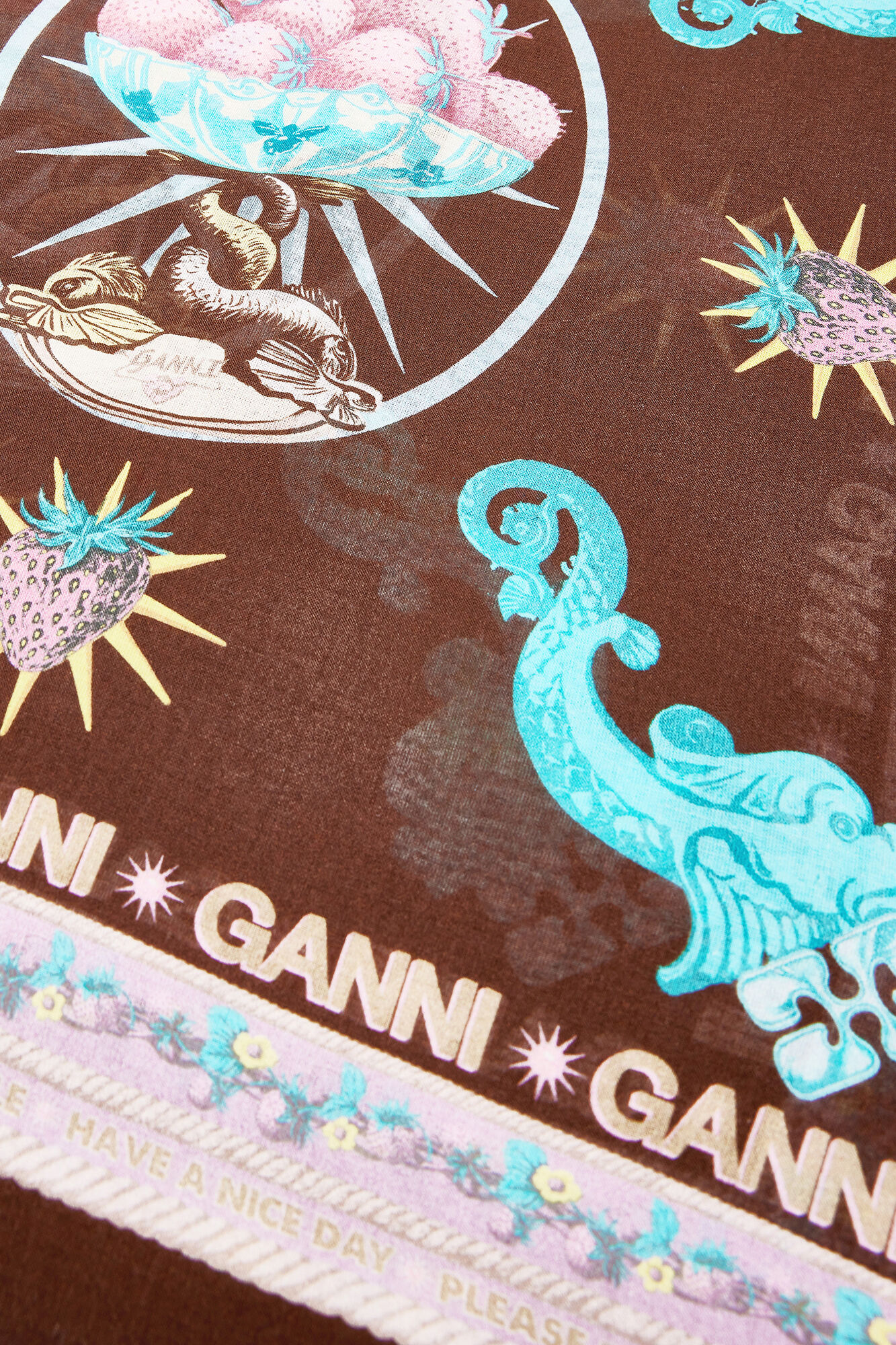 Pareu Scarf in Printed Cotton, Organic Cotton, in colour Multicolour - 2 - GANNI