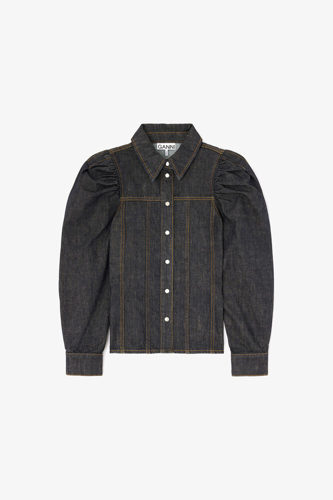 Shirt in Textured Slub Denim, Rinse