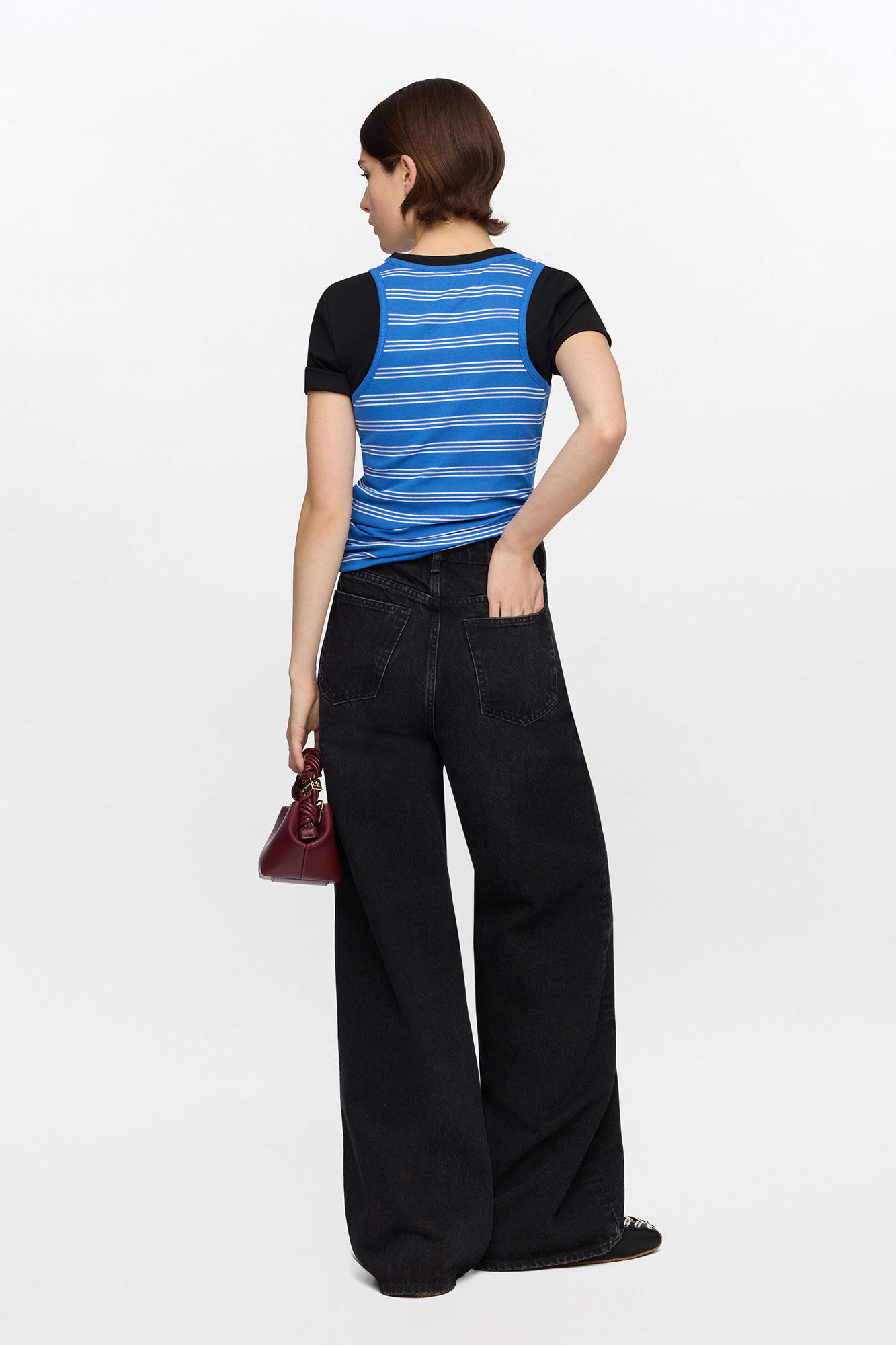 Tank Top with Stripes, Organic Cotton, in colour Nouvean Navy - 2 - GANNI