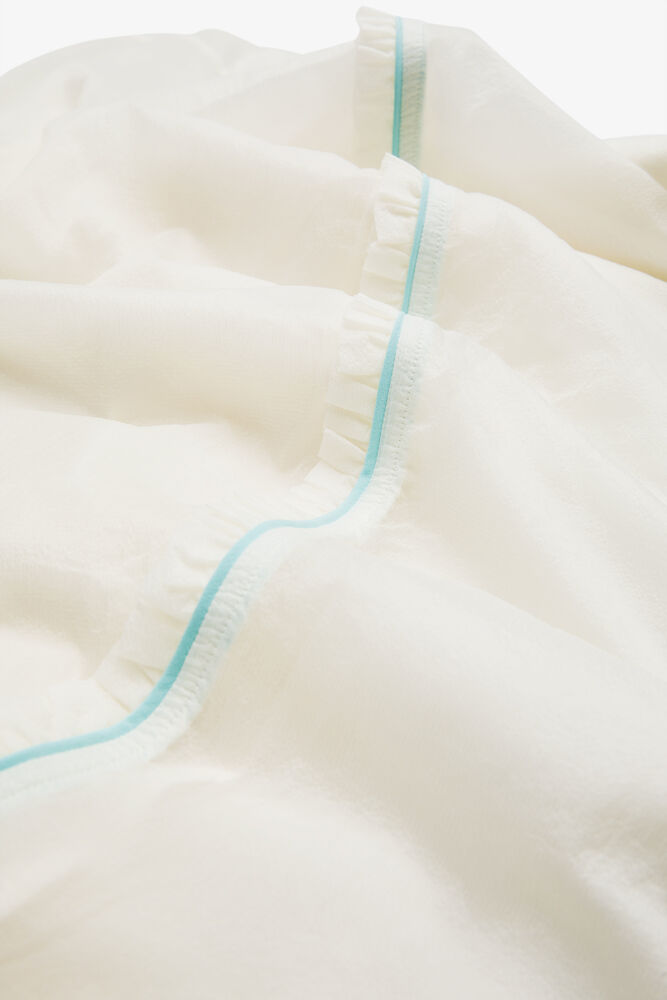 Ruffle-Trim Textured Jacket, Coconut Ivory