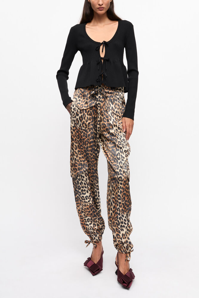 Leopard Printed Satin Trousers, Leopard