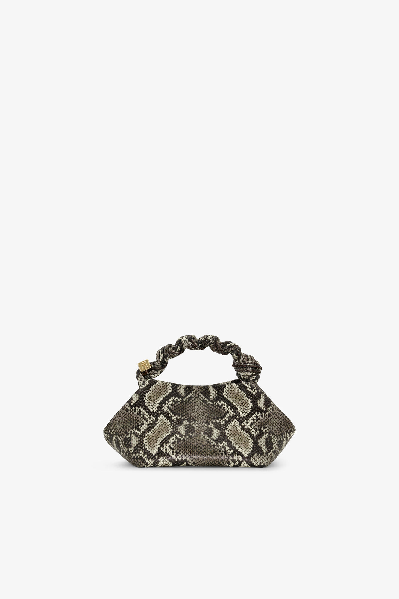 Small Bou Bag in Snake, Recycled Leather, in colour Egret - 3 - GANNI