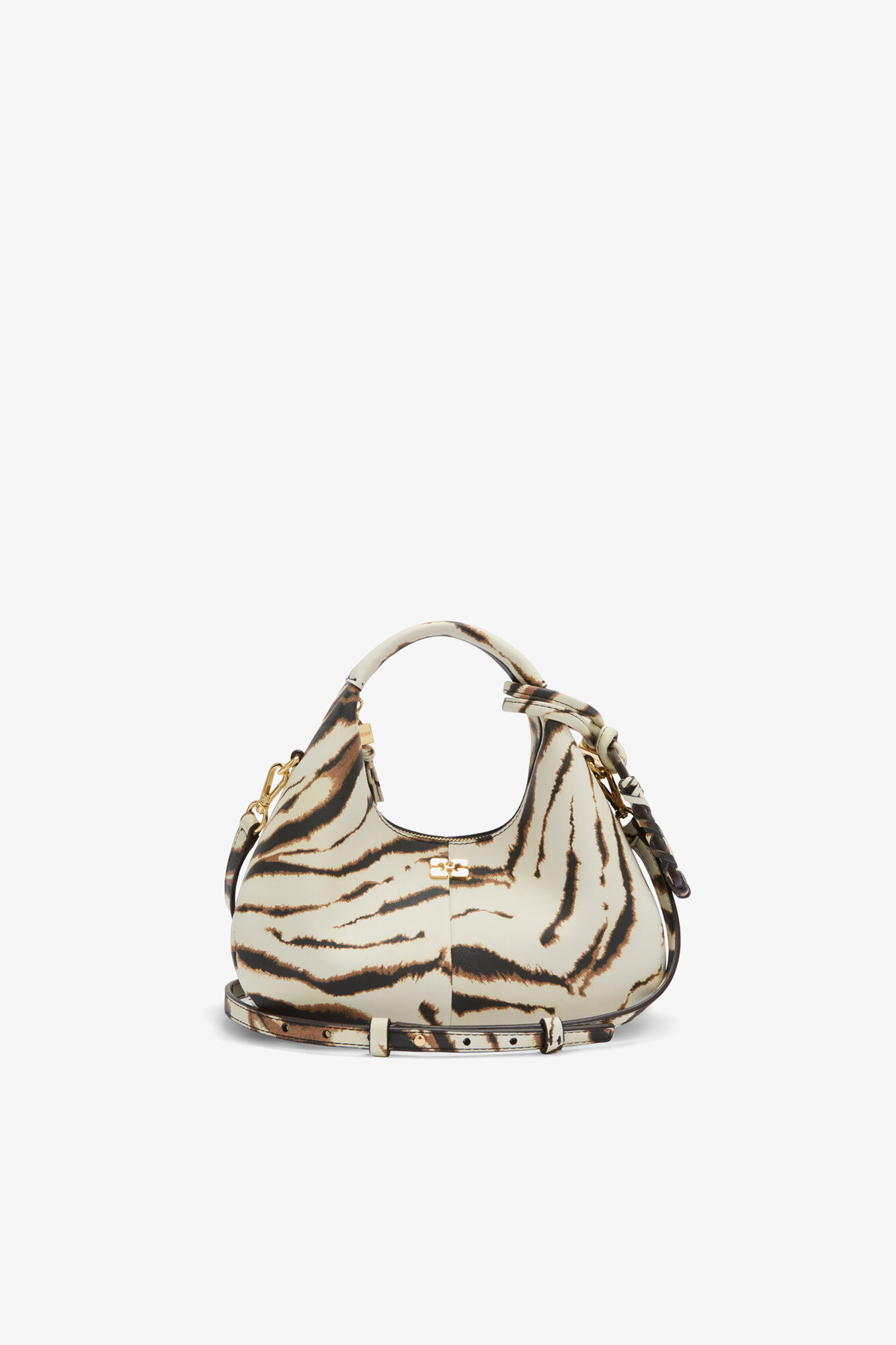 Mini Hobo Bag in Zebra, Recycled Polyester, in colour Egret - 1 - GANNI