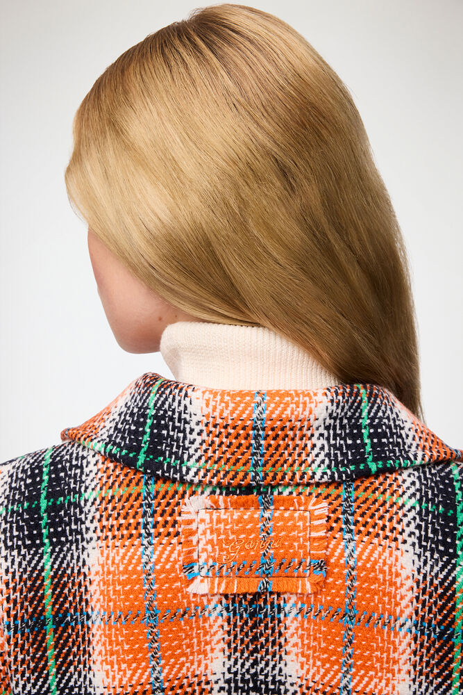 Blazer mit Karo-Grafik, Mandarin Orange