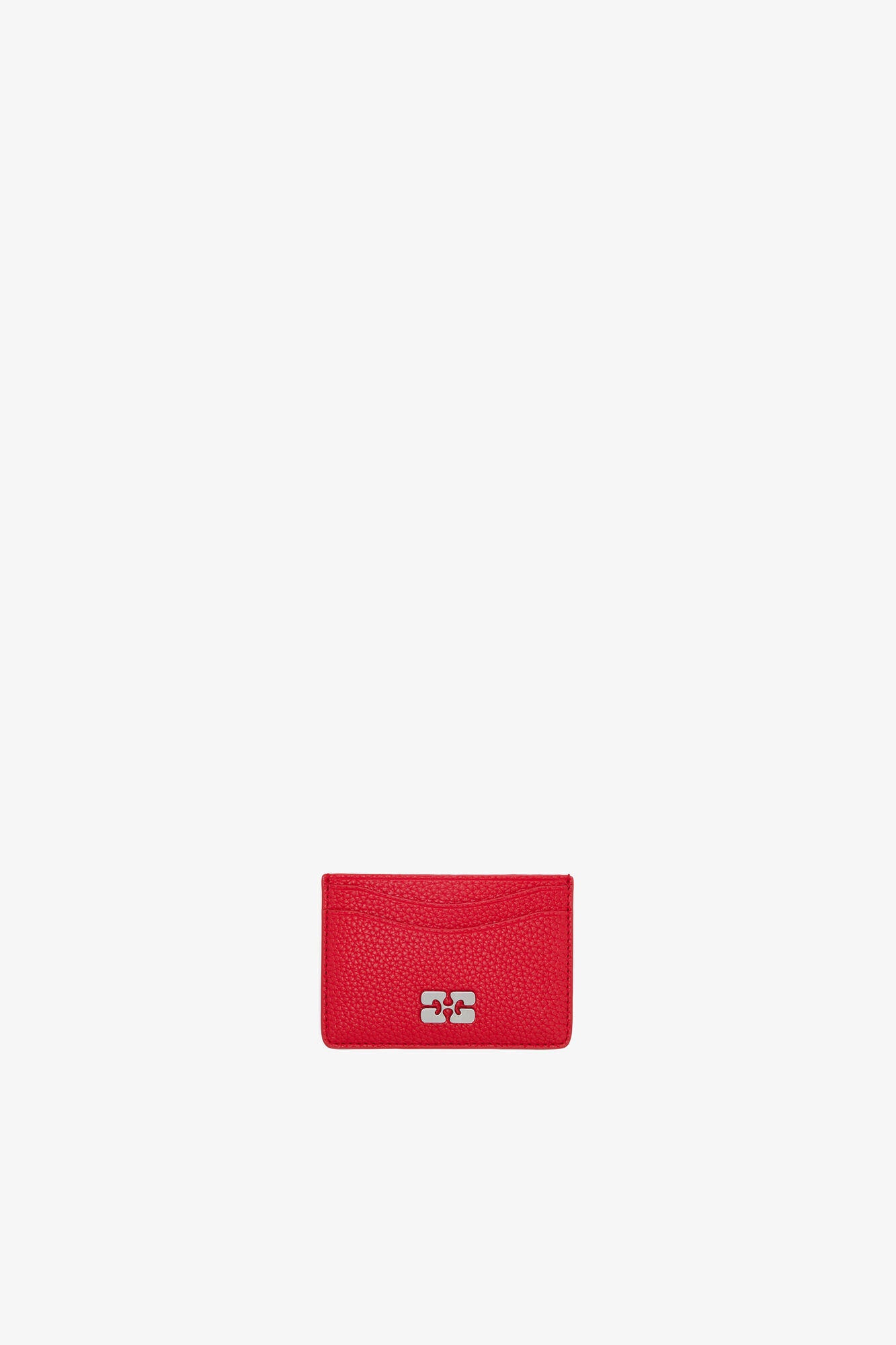 Bou Card Holder in Grained Red, Recycled Polyester, in colour Goji Berry - 1 - GANNI