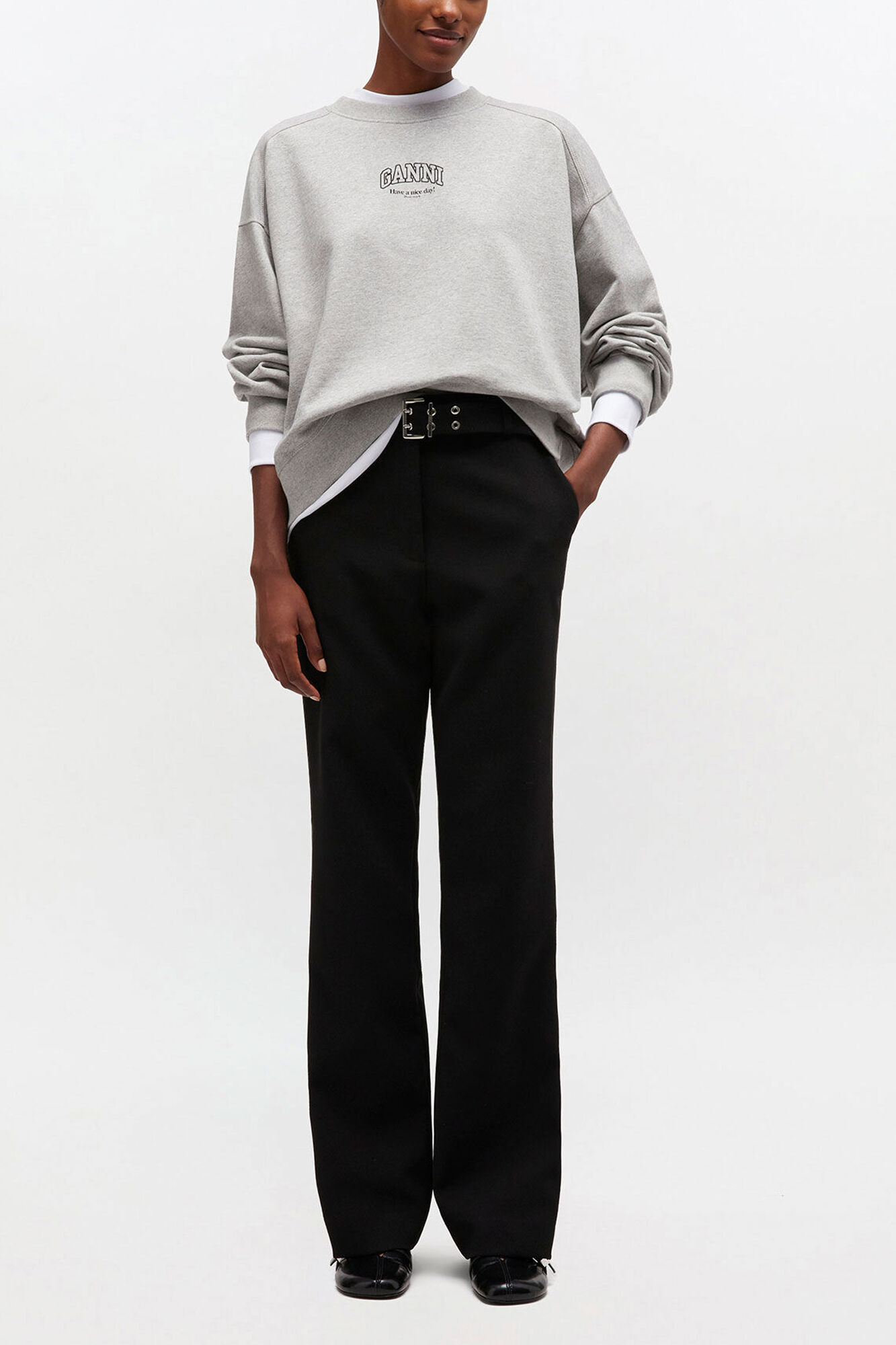 Sweatshirt, Organic Cotton, in colour Paloma - 2 - GANNI