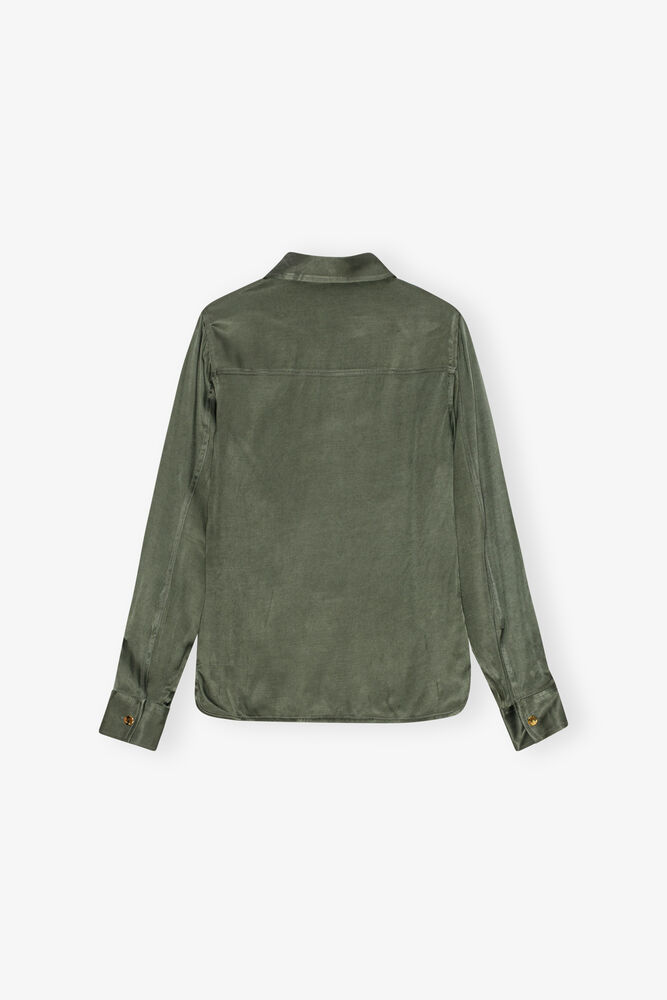Chemise en satin délavé vert, Climbing Ivy