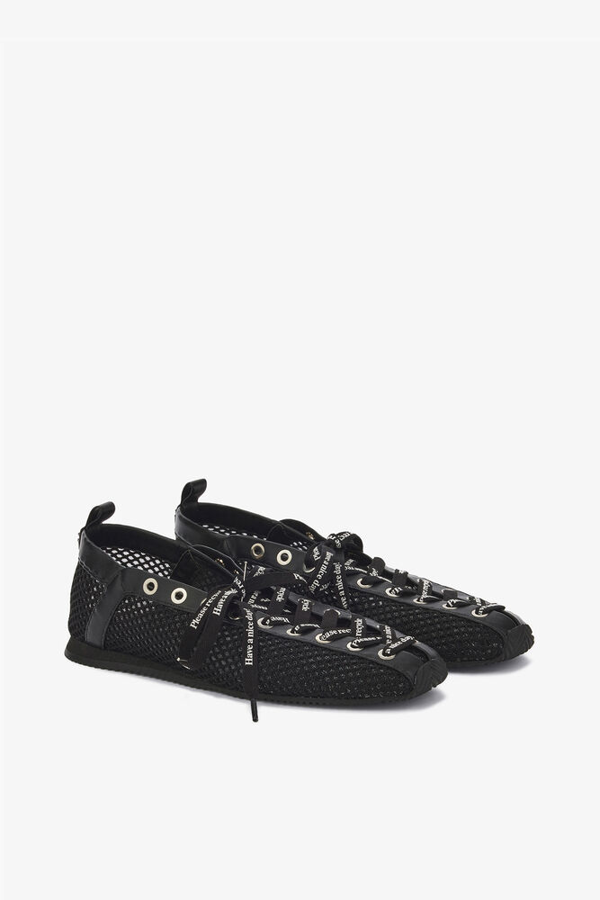 Sporty Ballerina in Black Mesh, Black