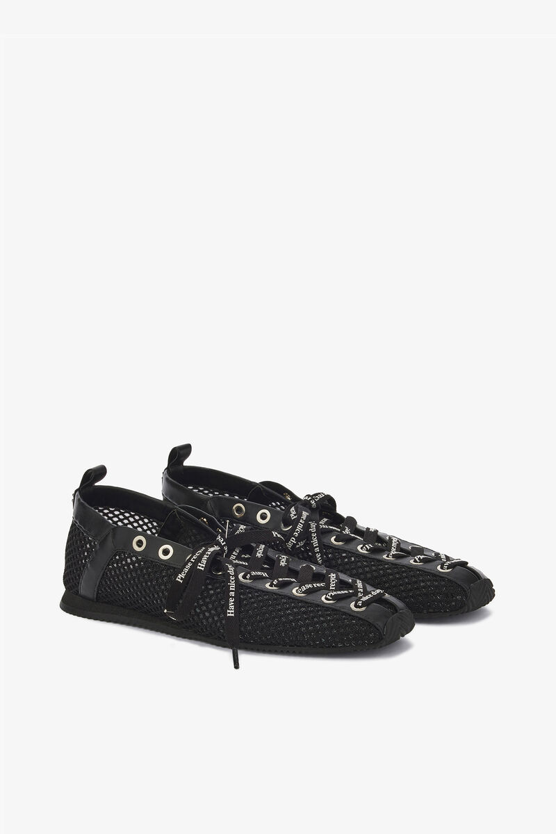スポーティバレリーナ（ブラックメッシュ）, Recycled Polyester, in colour Black - 4 - GANNI