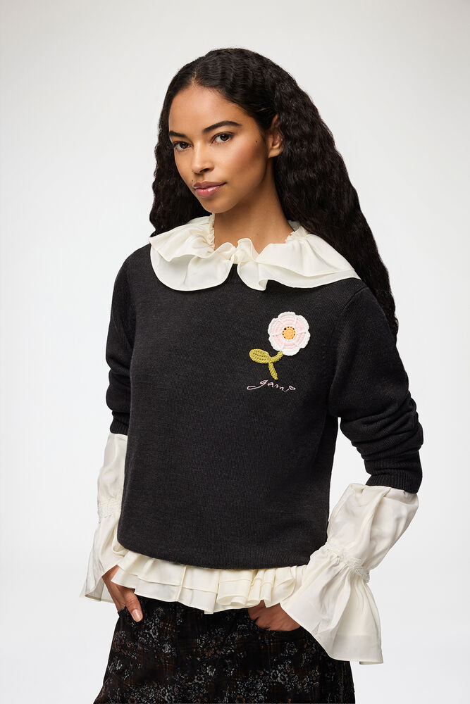 Jumper with Crochet Flower, Phantom