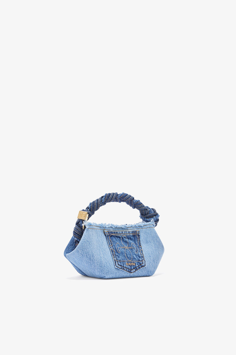 Mini Bou Bag in Denim, Organic Cotton, in colour Mid Blue Vintage - 2 - GANNI