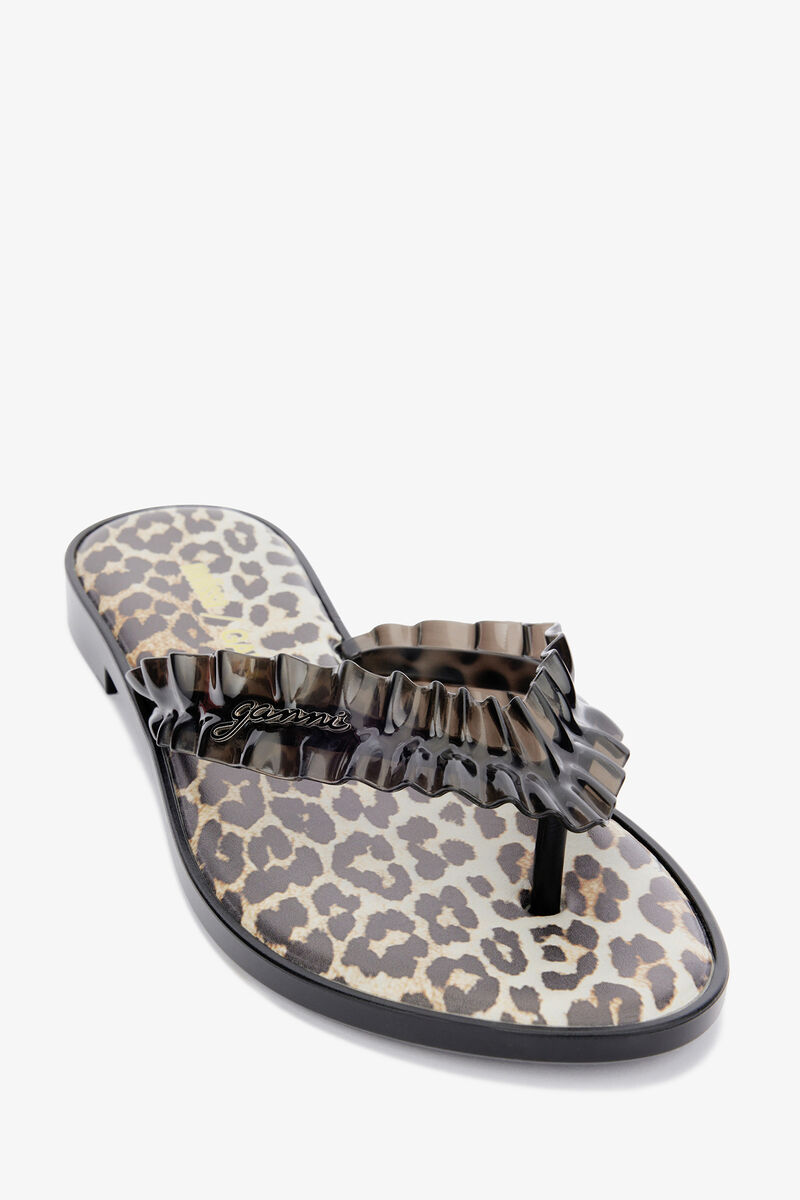Melissa-Flip-Flops in Leopard, Polyvinyl Chloride, in colour Black - 4 - GANNI