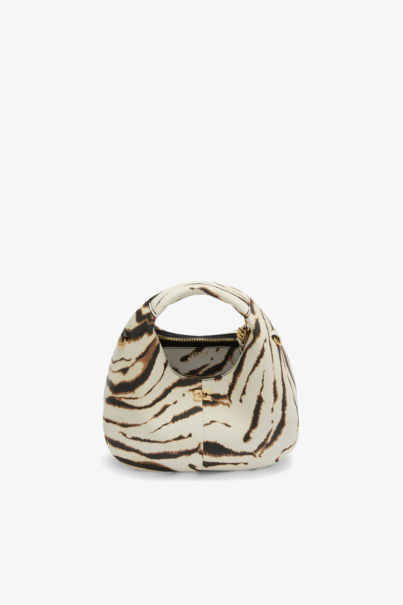 Mini Hobo Bag in Zebra, Recycled Polyester, in colour Egret - 3 - GANNI