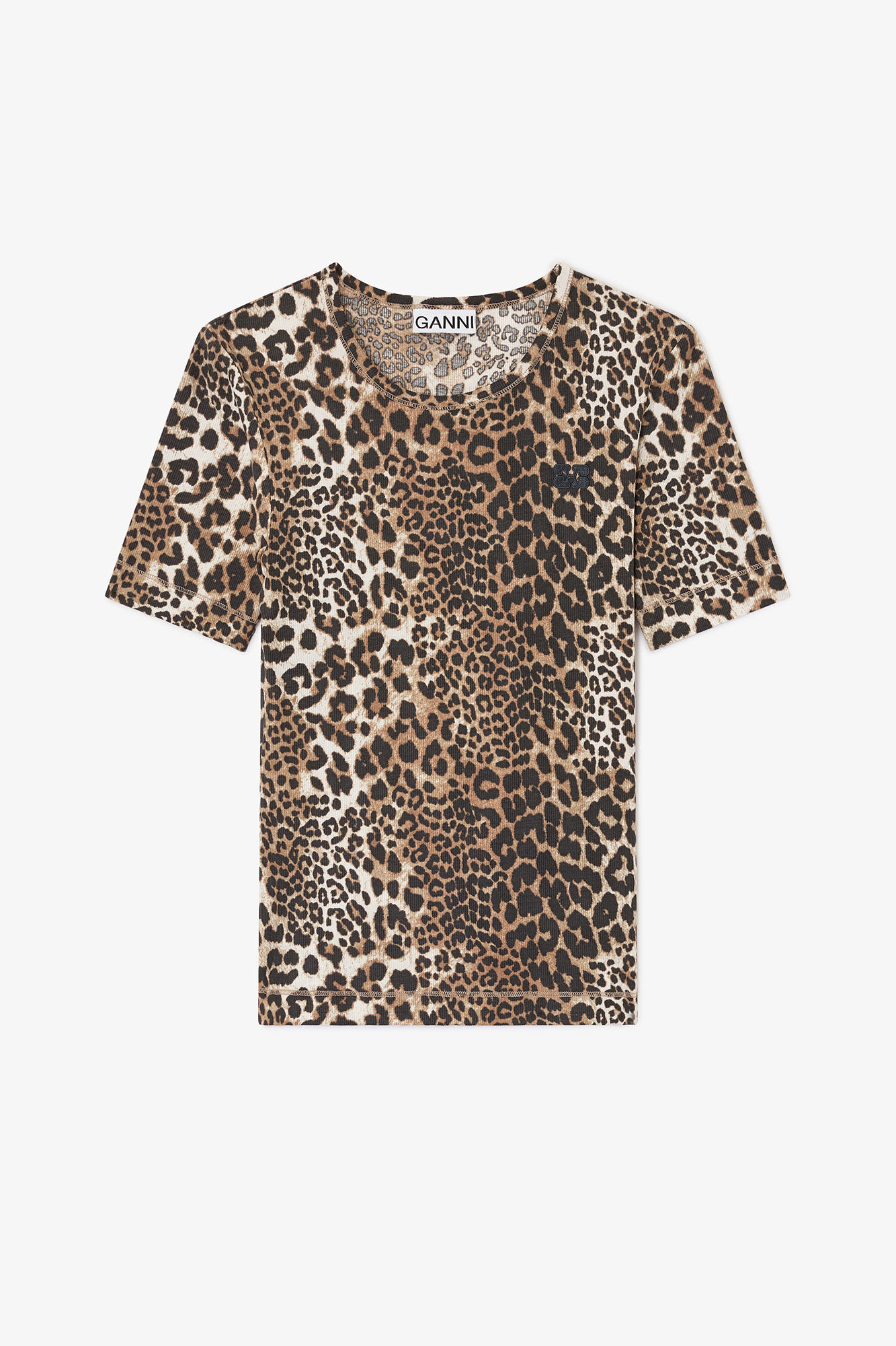 T-skjorte i leopard, Organic Cotton, in colour Leopard - 1 - GANNI