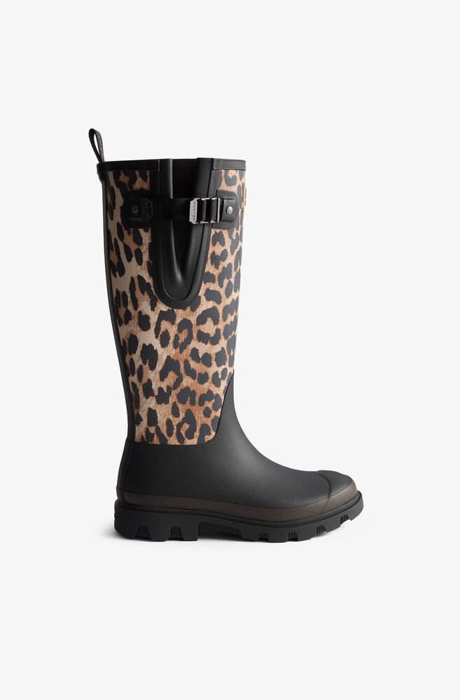 Downpour høje støvler i leopard, Almond Milk