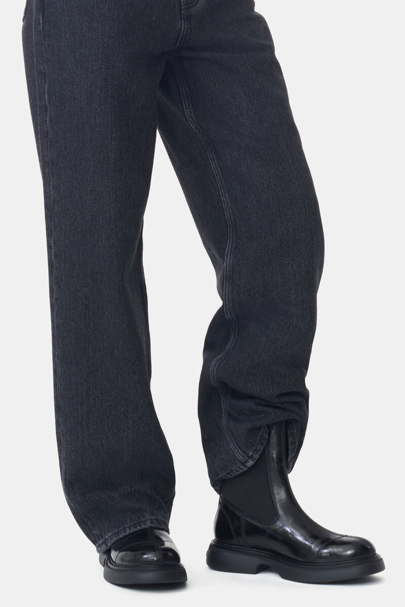 Black Mid Chelsea Boots, Recycled Polyester, in colour Black/Black - 1 - GANNI