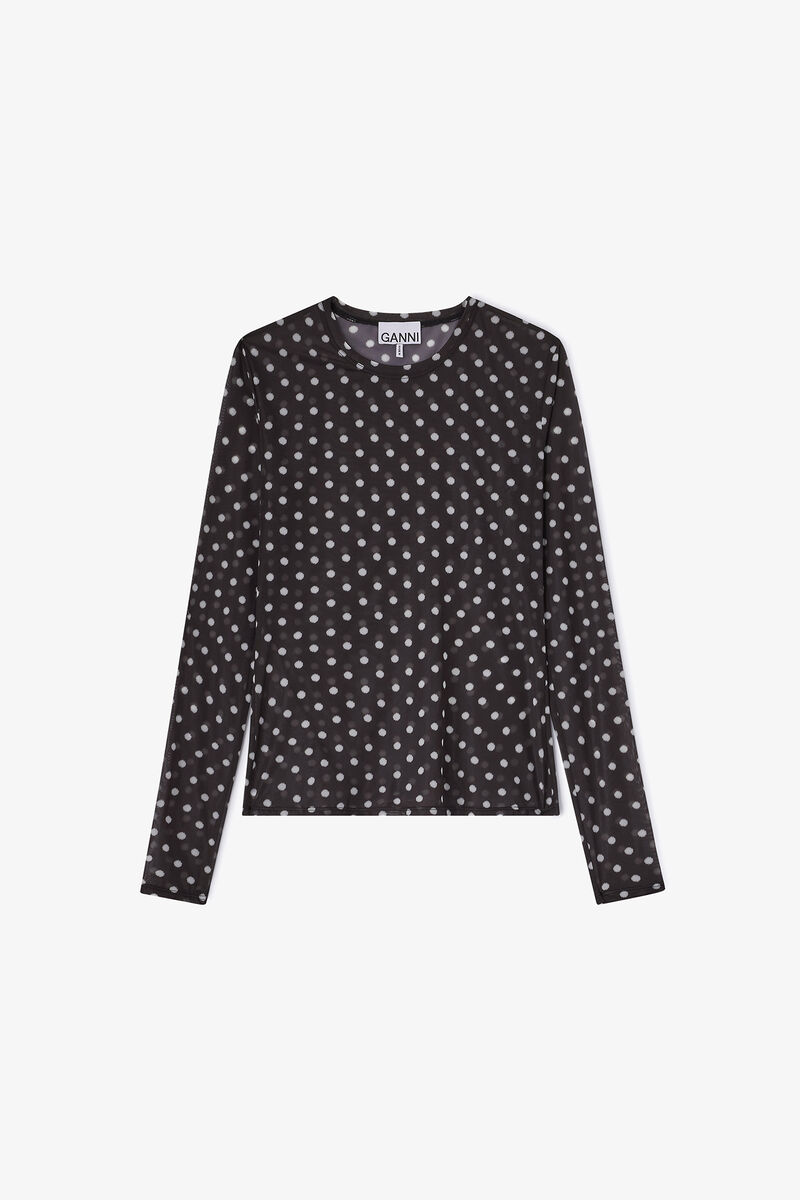 Haut imprimé à manches longues, Recycled Polyester, in colour Black - 1 - GANNI