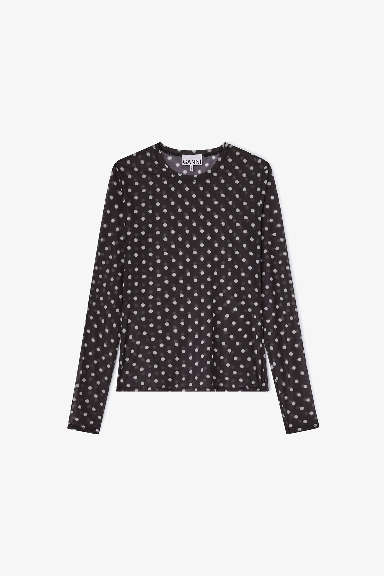 Haut imprimé à manches longues, Recycled Polyester, in colour Black - 1 - GANNI