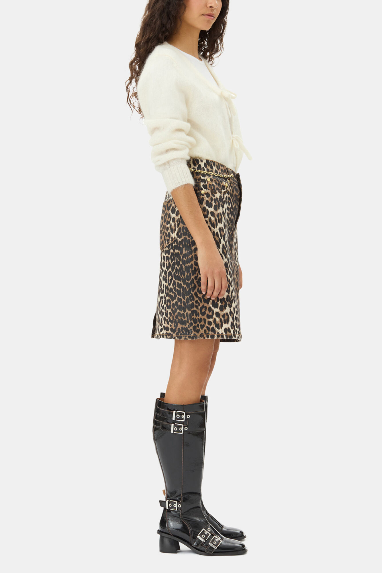 Leopard Foil Skirts, Organic Cotton, in colour Leopard - 3 - GANNI