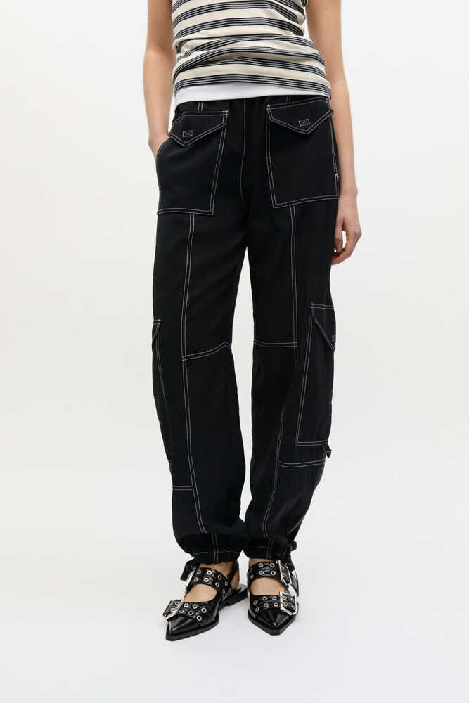 Trousers in Light Slub, Black