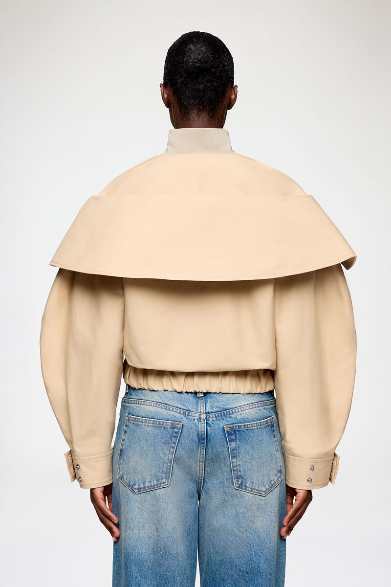 Bomber in Beige Cotton, Organic Cotton, in colour Warm Sand - 2 - GANNI
