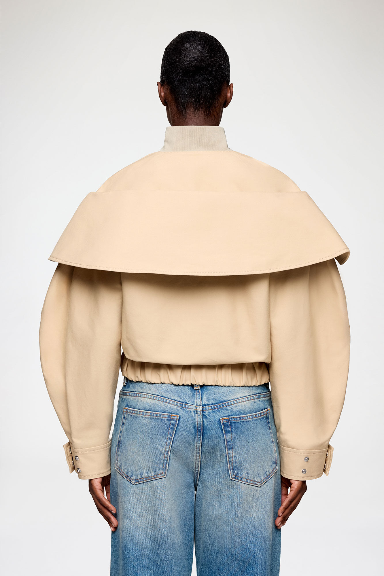 Bomber in Beige Cotton, Organic Cotton, in colour Warm Sand - 2 - GANNI
