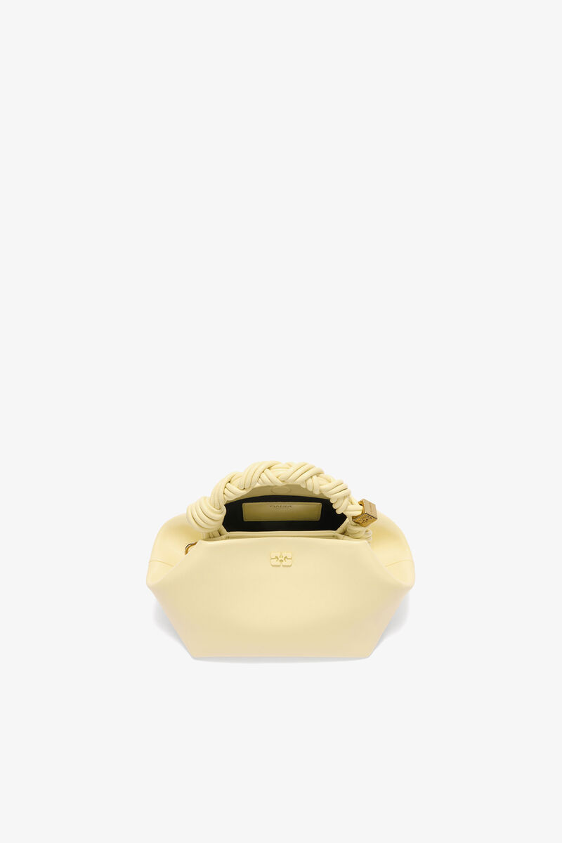 Small Bou Bag in Yellow, Recycled Leather, in colour Yellow Cream - 3 - GANNI