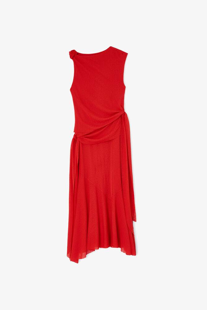 Long Dress in Marl Mesh, Goji Berry