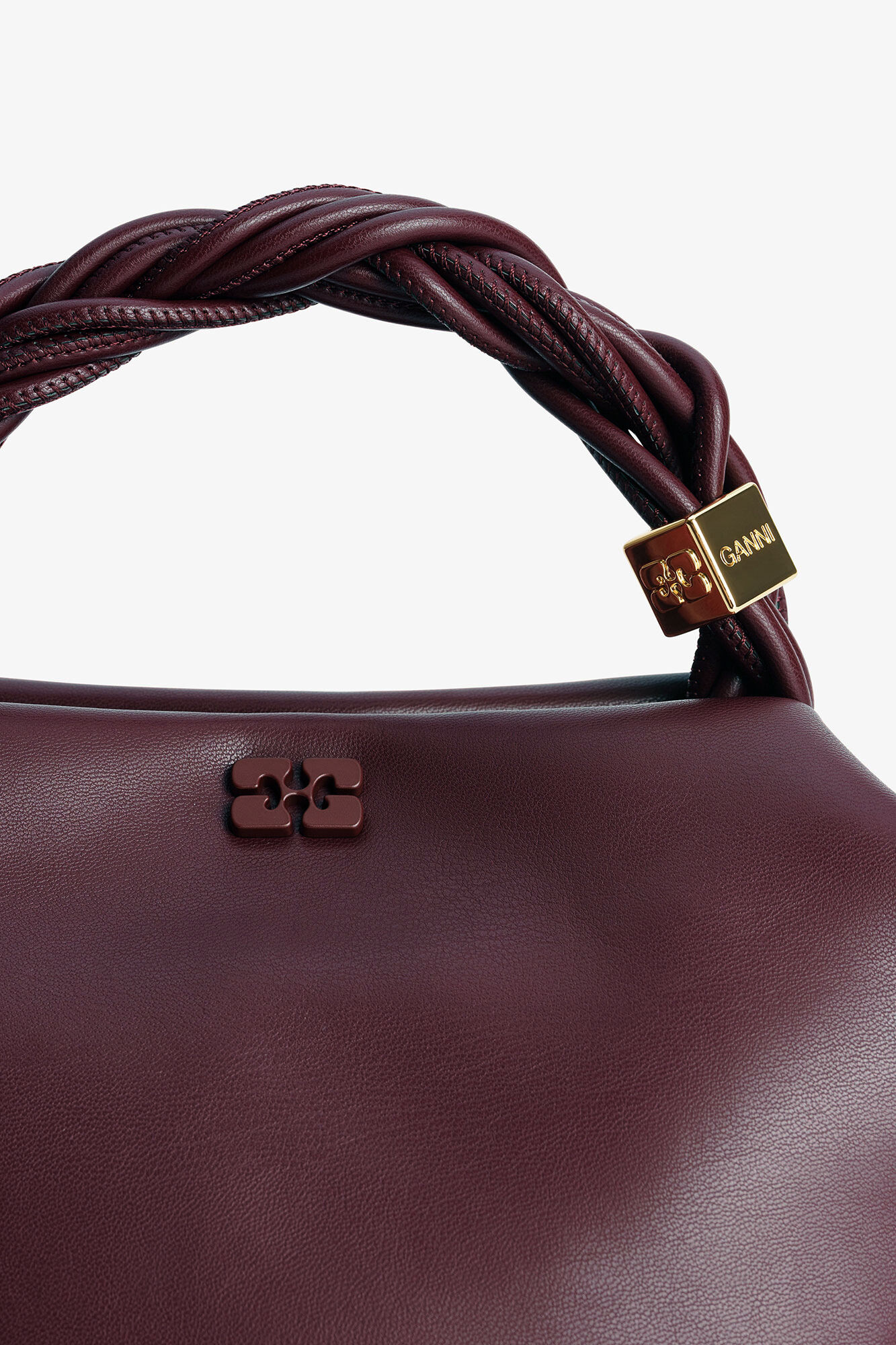 Small Bou Bag in Burgundy, Recycled Leather, in colour Burgundy - 5 - GANNI