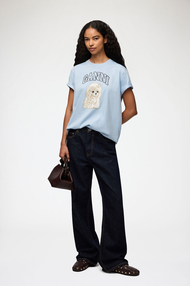 T-shirt with Poodle, Soft Chambray