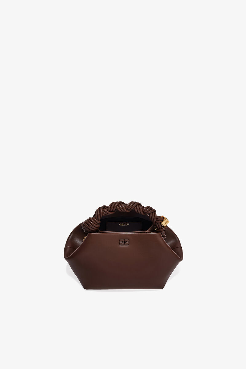 Small Bou Bag in Brown, Recycled Leather, in colour Chocolate Fondant - 3 - GANNI