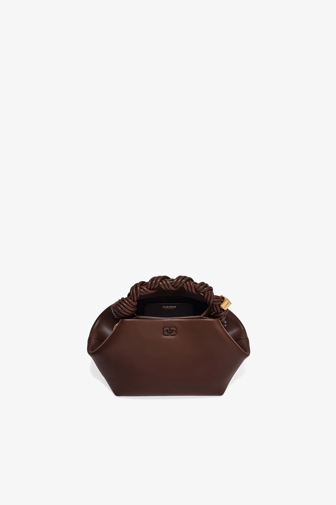 Small Bou Bag in Brown, Recycled Leather, in colour Chocolate Fondant - 3 - GANNI