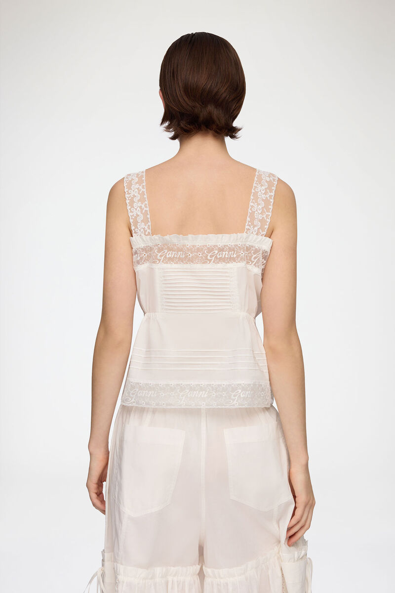 Top in White Cotton, Organic Cotton, in colour Bright White - 3 - GANNI