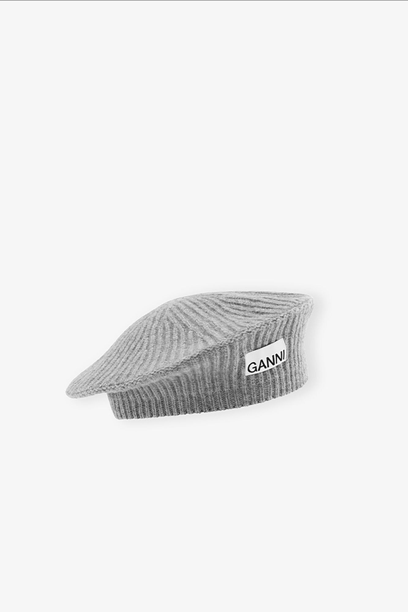 Wool Rib Knit-alpelue, Wool, in colour Paloma Melange - 1 - GANNI