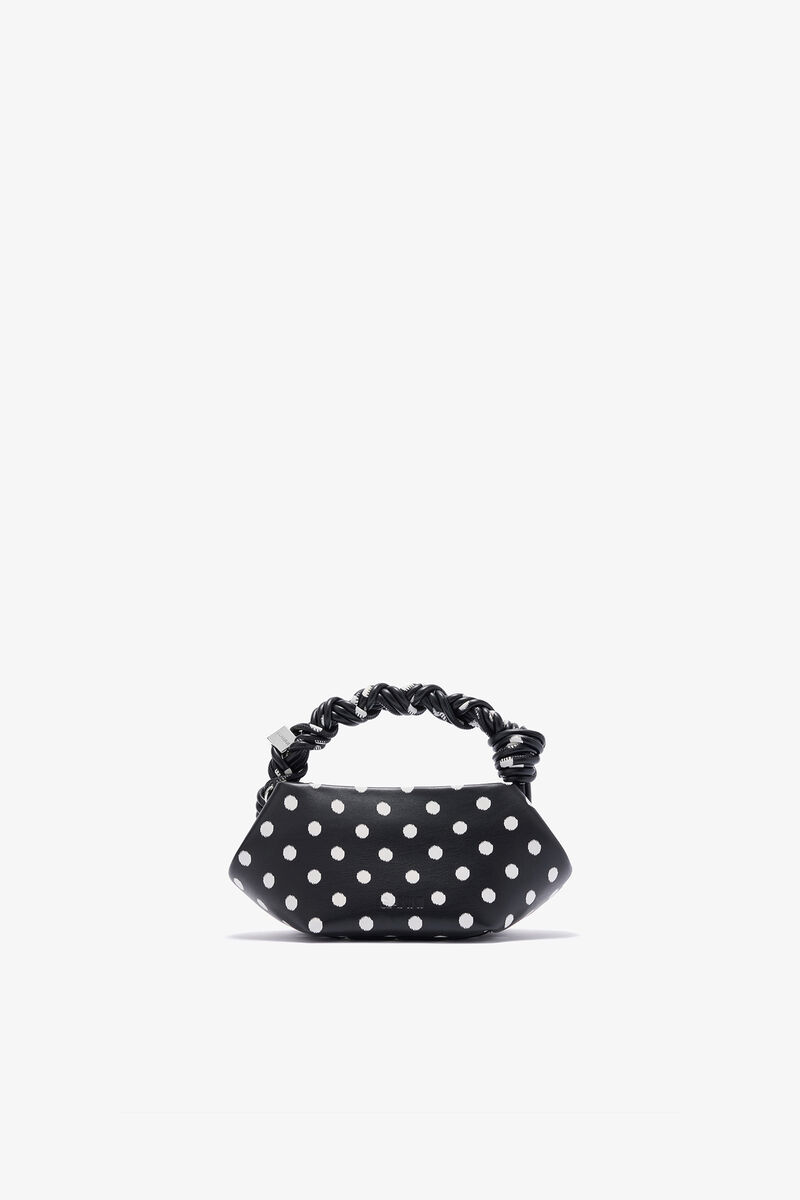 Mini Bou Bag in Polka-Dot, Recycled Leather, in colour Black - 2 - GANNI
