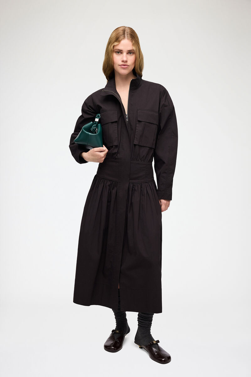 Dress in Black Cotton, Organic Cotton, in colour Black - 1 - GANNI