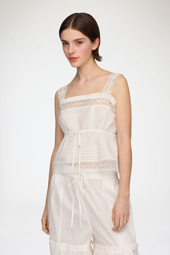 Top in White Cotton, Bright White