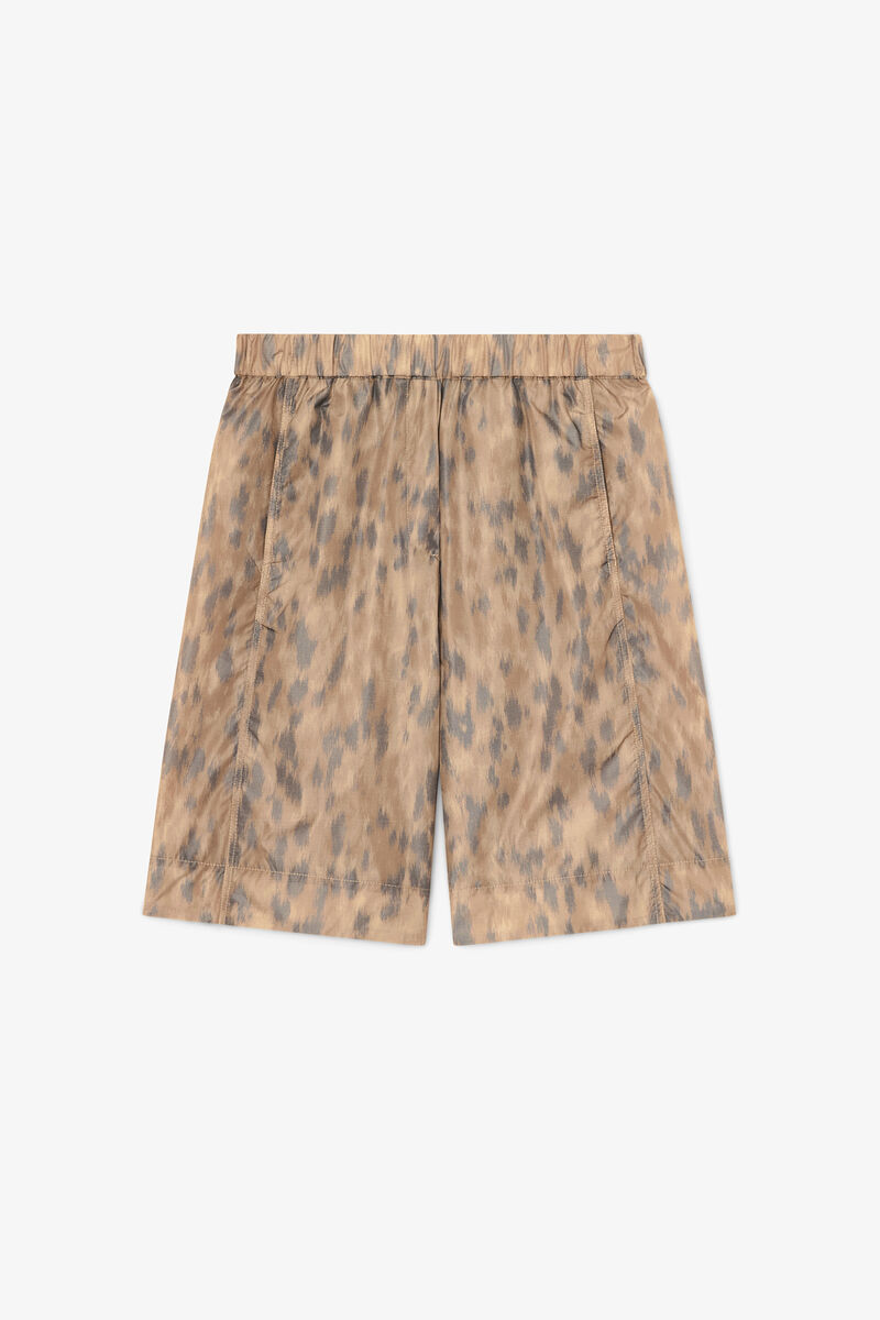Shorts in Printed Nylon, Recycled Polyamide, in colour Burro - 1 - GANNI