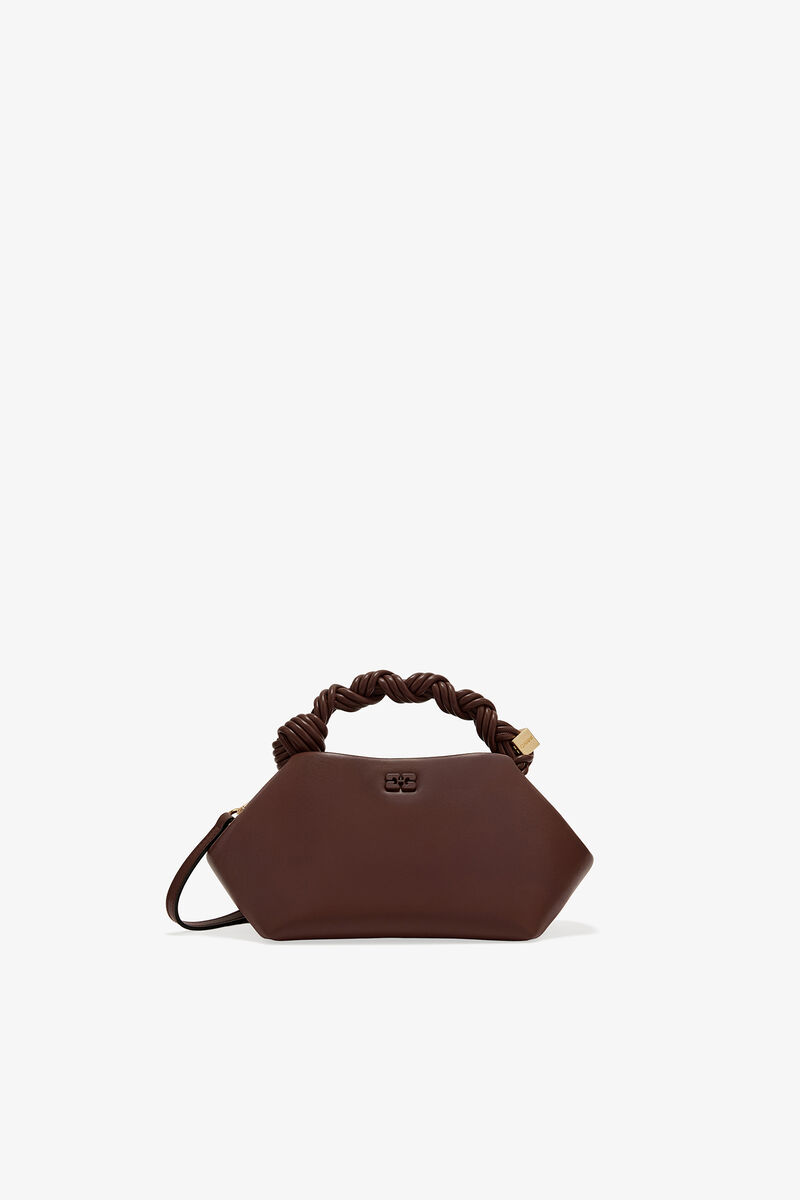 Small Bou Bag in Brown, Recycled Leather, in colour Chocolate Fondant - 1 - GANNI